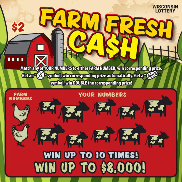 Farm Fresh Cash instant scratch ticket from Wisconsin Lottery - unscratched