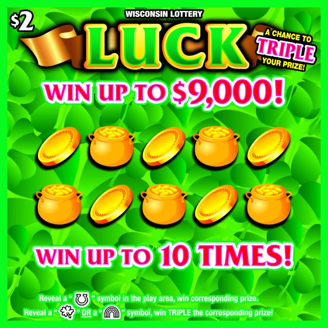 Luck instant scratch ticket from Wisconsin Lottery - unscratched