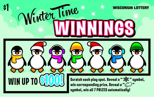 Winter time Winnings instant scratch ticket from Wisconsin Lottery - unscratched