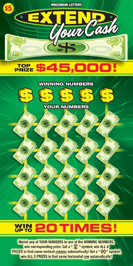 Extend Your Cash instant scratch ticket from Wisconsin Lottery - unscratched