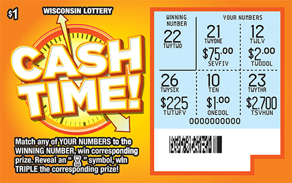 orange background with a clock behind ticket name scratched to reveal winning numbers and corresponding prize amounts on scratch ticket from wisconsin lottery
