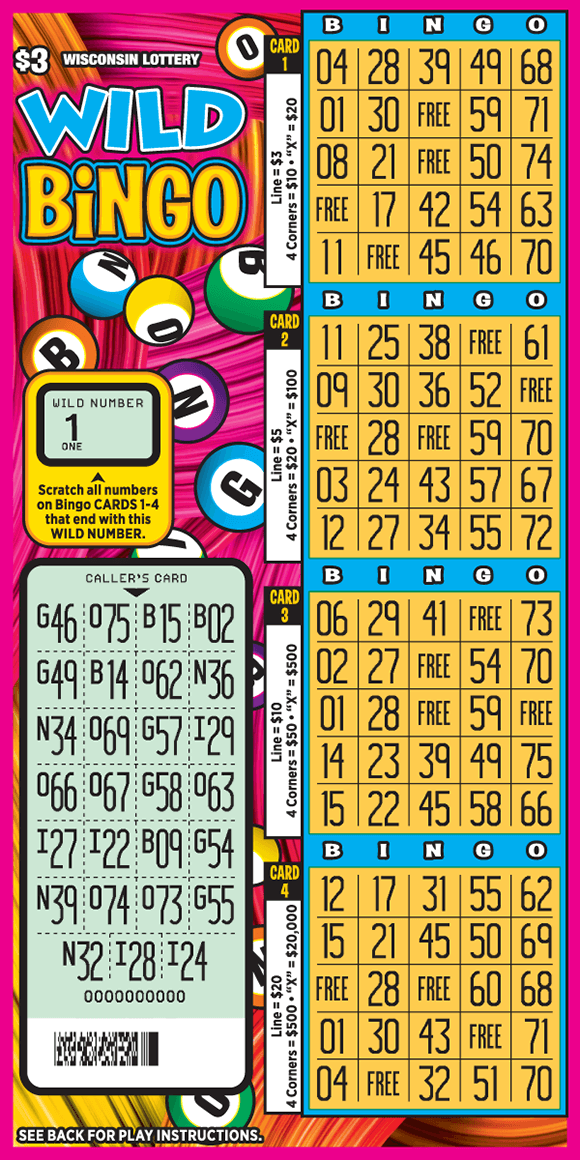 brushstrokes made with pink, orange and yellow paints behind yellow and blue BINGO cards with assortment of colorful BINGO balls falling across scratch ticket