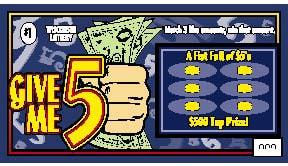 Give Me 5 instant scratch ticket from Wisconsin Lottery - unscratched