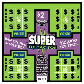 Super Tic Tac Toe instant scratch ticket from Wisconsin Lottery - unscratched