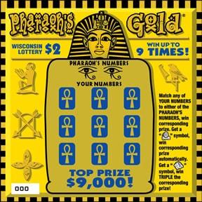 Pharaoh's Gold instant scratch ticket from Wisconsin Lottery - unscratched