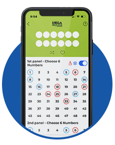 black mobile phone partially surrounded by blue circle background