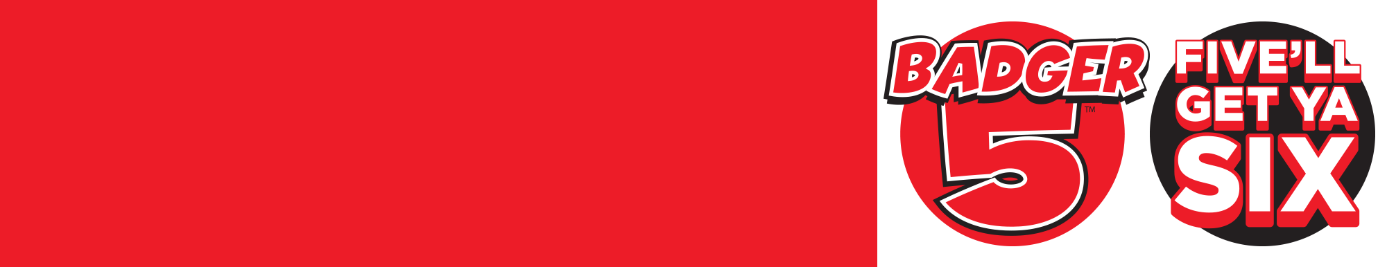 Red and white background with WI Lotto Game Badger 5 logo 