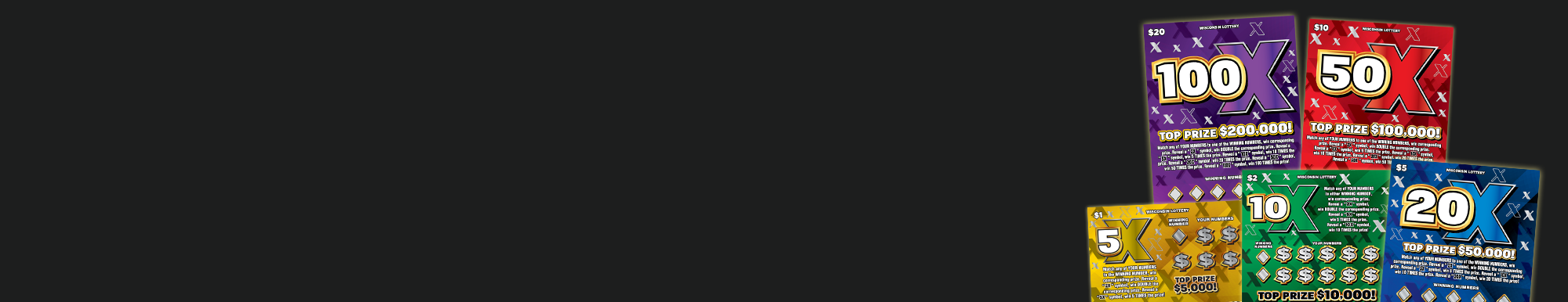 Assortment of 2025 WI Lottery X Family Scratch games.