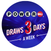 dark purple starburst background surrounding red, black and white circles making up the Powerball logo announcing Monday Draws are coming soon from Wisconsin Lottery