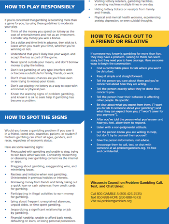 Responsible gaming brochure - page 2