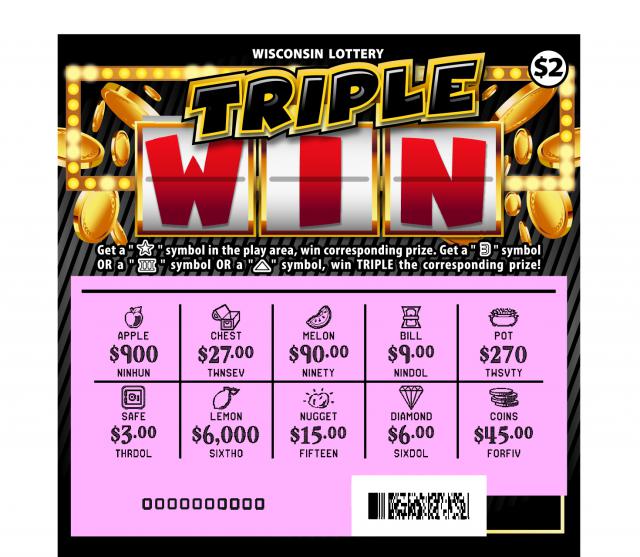 Triple Win instant scratch ticket from Wisconsin Lottery - scratched