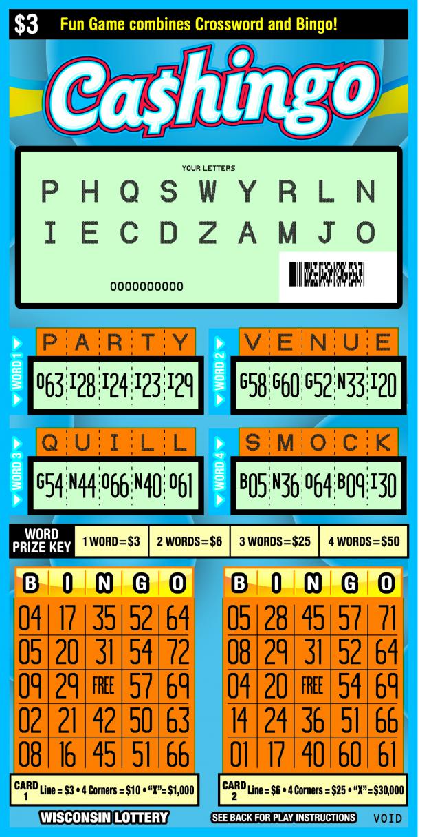 Cashingo instant scratch game Cashingo instant scratch ticket from Wisconsin Lottery - scratched