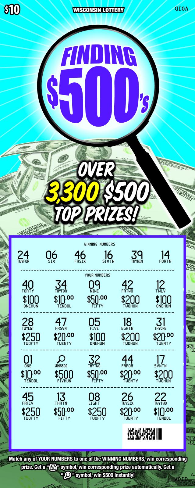 Finding $500's instant scratch ticket from Wisconsin Lottery - scratched