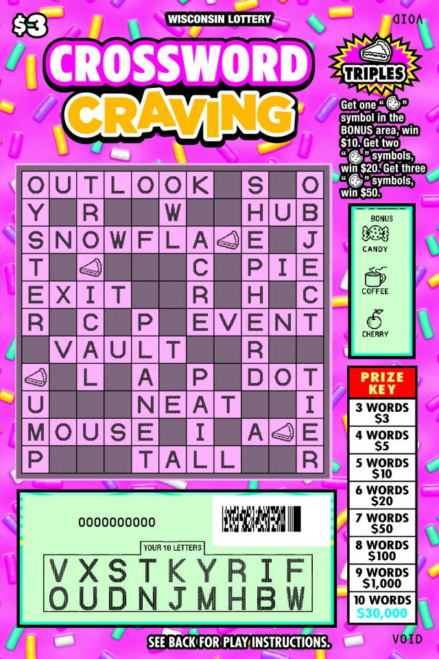 Crossword Craving instant scratch game Crossword Craving instant scratch ticket from Wisconsin Lottery - unscratched