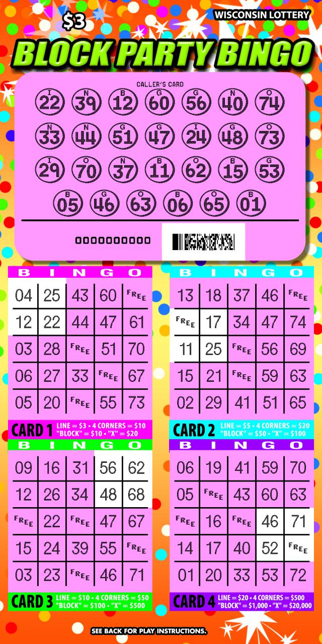 Block Party Bingo instant scratch game Block Party Bingo instant scratch ticket from Wisconsin Lottery - scratched