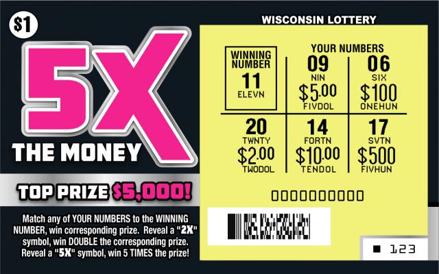 5 Times the Money Scratch Ticket-Scratched WI-lottery-2148-scratch-game-5-Times-The-Money-Scratched