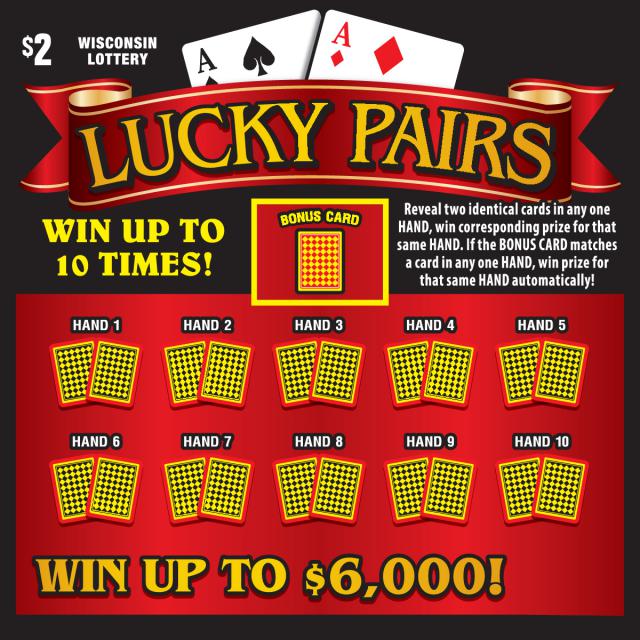 Lucky Pairs instant scratch game Lucky Pairs instant scratch ticket from Wisconsin Lottery - unscratched