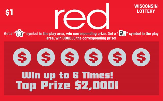 Red White Blue instant scratch game Red White Blue instant scratch ticket from Wisconsin Lottery - unscratched