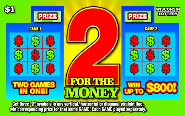 2 for the Money instant scratch game 2 for the Money instant scratch ticket from Wisconsin Lottery - unscratched