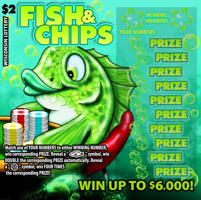 Fish and Chips instant scratch game Fish and Chips instant scratch ticket from Wisconsin Lottery - unscratched