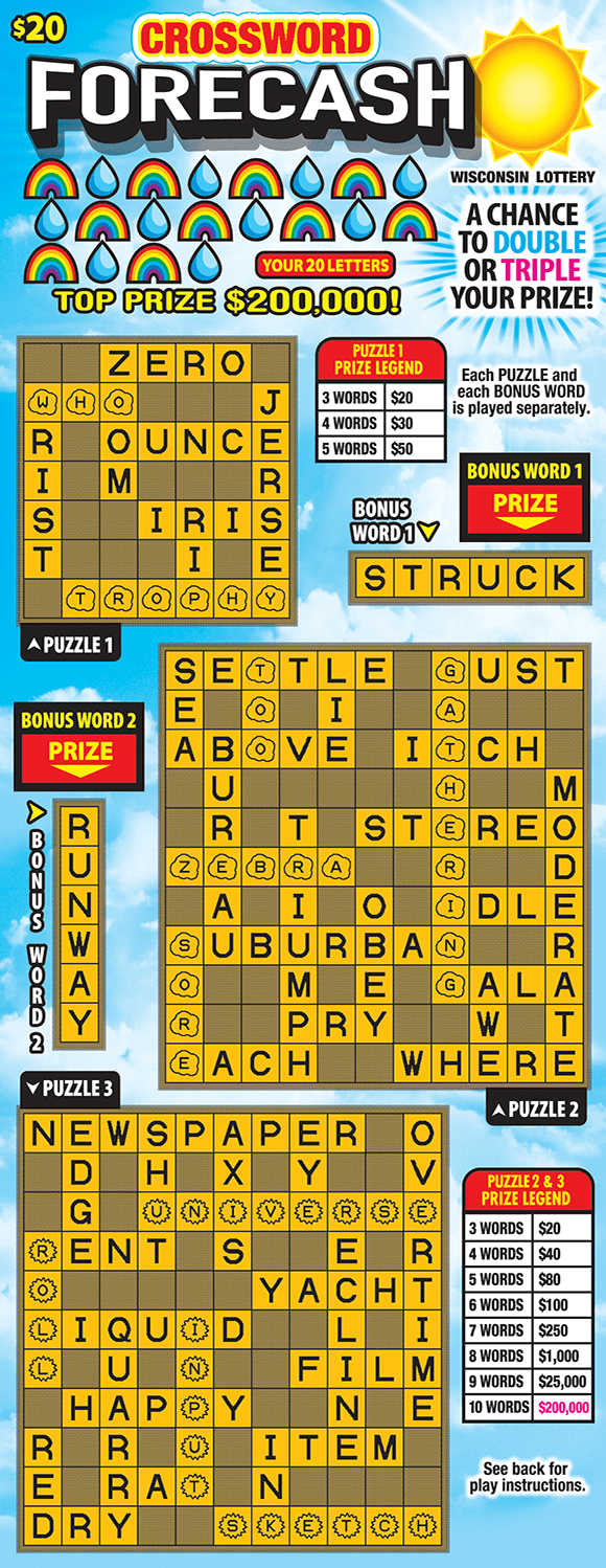 Crossword Forecash 2217 Wisconsin Lottery