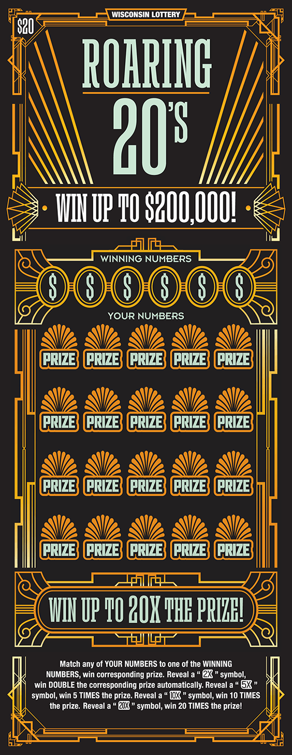 image of scratch ticket with a black background and gold lines and designs on scratch ticket from wisconsin lottery 