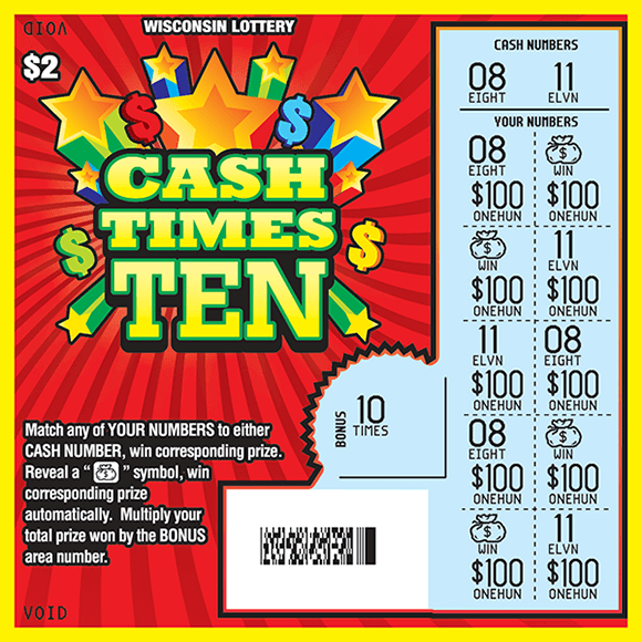 image of ticket with red background and multicolored stars and scratched play area revealing blue play area on scratch ticket from wisconsin lottery 