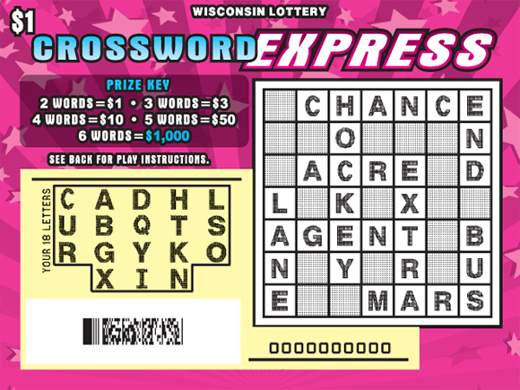 image of scratch ticket with pink striped background and pink stars with the play area scratched to reveal the winning letters on scratch ticket from wisconsin lottery
