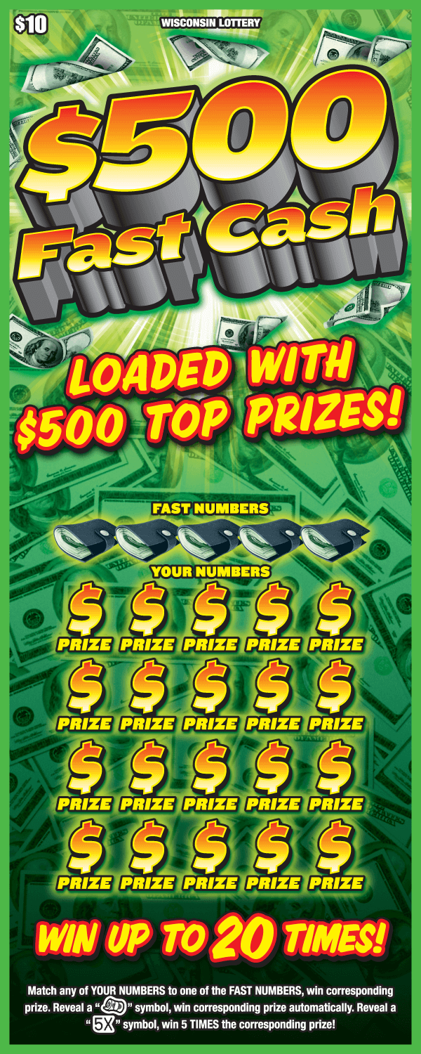 background has piles of stacks of cash and the play area has gold dollar bill symbols covering the winning numbers on scratch ticket from wisconsin lottery 