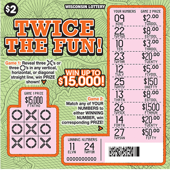 light green background with squiggly lines all over the ticket background in black and the winning numbers are scratched revealing a pink background on scratch ticket from wisconsin lottery 