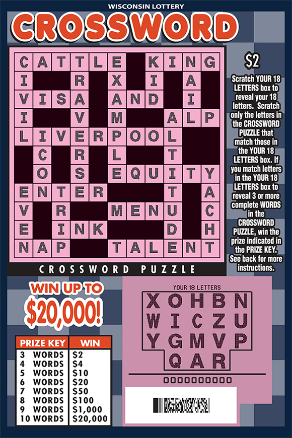 light and dark grey squares on background of scratched crossword ticket from wisconsin lottery