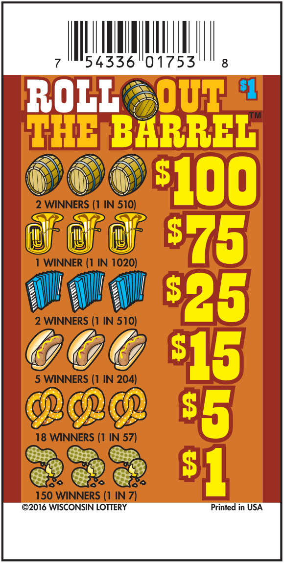 brown ticket background with wooden barrel, tuba, accordion, brat, pretzel and peanut icons