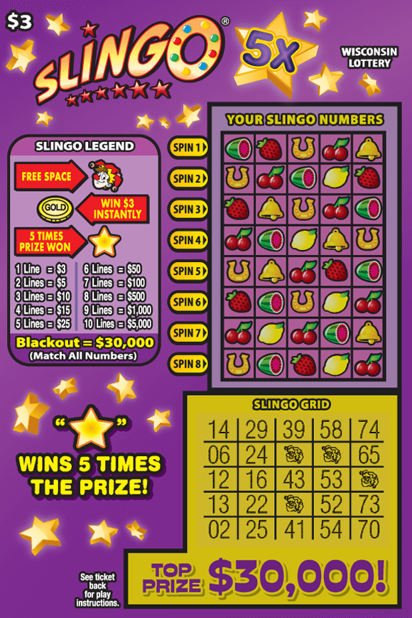 gold stars on purple background with colorful fruit icons of watermelon, strawberries, lemons, cherries, golden horseshoes and gold bells on scratch game