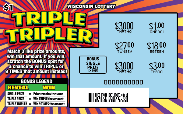 Triple Tripler Scratch Game blue scratched play area and bold lettering with flames and icicles on scratch game with flame background