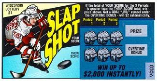 Slap Shot instant scratch ticket from Wisconsin Lottery - unscratched Slap Shot instant scratch ticket from Wisconsin Lottery - unscratched