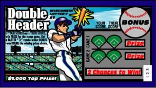 Double Header instant scratch ticket from Wisconsin Lottery - unscratched Double Header instant scratch ticket from Wisconsin Lottery - unscratched
