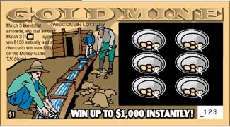 Gold Mine instant scratch ticket from Wisconsin Lottery - unscratched Gold Mine instant scratch ticket from Wisconsin Lottery - unscratched