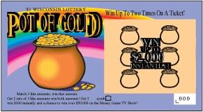 Pot of Gold instant scratch ticket from Wisconsin Lottery - unscratched Pot of Gold instant scratch ticket from Wisconsin Lottery - unscratched