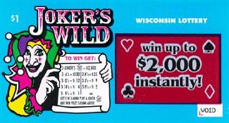 Jokers Wild instant scratch ticket from Wisconsin Lottery - unscratched Jokers Wild instant scratch ticket from Wisconsin Lottery - unscratched