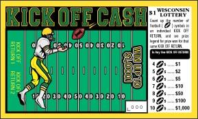 Kick Off Cash instant scratch ticket from Wisconsin Lottery - unscratched Kick Off Cash instant scratch ticket from Wisconsin Lottery - unscratched