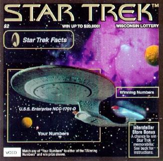 Star Trek instant scratch ticket from Wisconsin Lottery - unscratched Star Trek instant scratch ticket from Wisconsin Lottery - unscratched