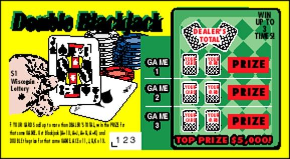 Double Blackjack instant scratch ticket from Wisconsin Lottery - unscratched Double Blackjack instant scratch ticket from Wisconsin Lottery - unscratched