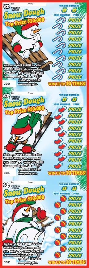 Snow Dough instant scratch ticket from Wisconsin Lottery - unscratched Snow Dough instant scratch ticket from Wisconsin Lottery - unscratched