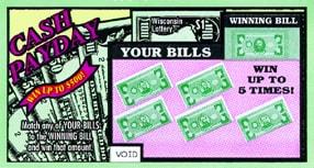 Cash Payday instant scratch ticket from Wisconsin Lottery - unscratched Cash Payday instant scratch ticket from Wisconsin Lottery - unscratched