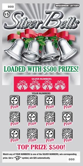 Silver Bells instant scratch ticket from Wisconsin Lottery - unscratched Silver Bells instant scratch ticket from Wisconsin Lottery - unscratched