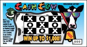 Cash Cow instant scratch ticket from Wisconsin Lottery - unscratched Cash Cow instant scratch ticket from Wisconsin Lottery - unscratched