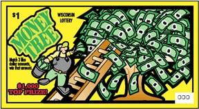 Money Tree instant scratch ticket from Wisconsin Lottery - unscratched Money Tree instant scratch ticket from Wisconsin Lottery - unscratched