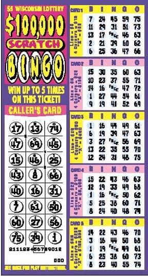 $100,000 Bingo instant scratch ticket from Wisconsin Lottery - unscratched