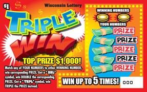 Triple Win instant scratch ticket from Wisconsin Lottery - unscratched Triple Win instant scratch ticket from Wisconsin Lottery - unscratched
