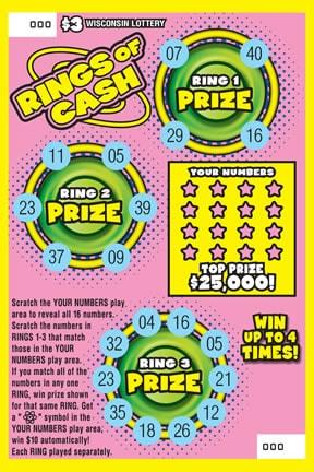 Rings of Cash instant scratch ticket from Wisconsin Lottery - unscratched Rings of Cash instant scratch ticket from Wisconsin Lottery - unscratched